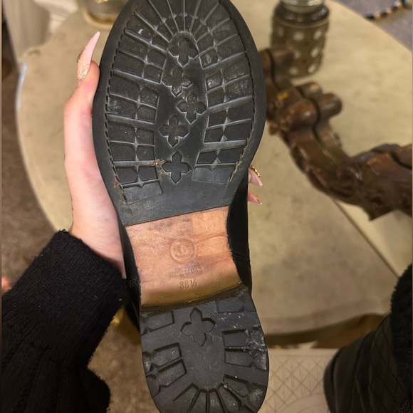 CHANEL CC Logo Leather Combat Boots 8.5 - Picture 6 of 7